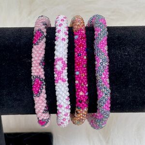 ALL PROFITS TO CHARITY! Bracelets Hand Crocheted in Nepal (set of 4) #684